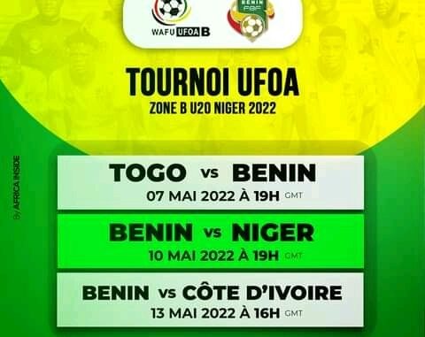 Football Les matchs du Bénin au tournoi qualificatif U20 UFOA /B